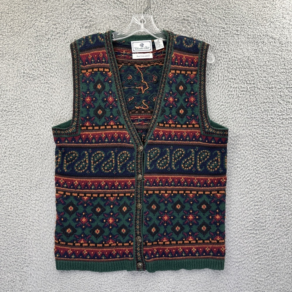 Vintage Chandler Hill Sweater Vest Fair Isle Cottagecore Folk Retro‎ Women Large
